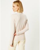 Cardigan 100% Cachemire col rond Zacao beige rosé