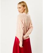 Cardigan en Laine & Cachemire Fabiola ajouré col V rose clair