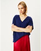 Pull 100% Cachemire Folie manches courtes bleu foncé