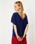 Pull 100% Cachemire Folie manches courtes bleu foncé