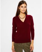 Pull 100% Cachemire Zocon col V rouge foncé