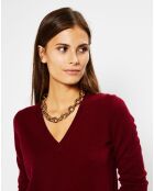 Pull 100% Cachemire Zocon col V rouge foncé