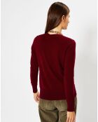 Pull 100% Cachemire Zocon col V rouge foncé