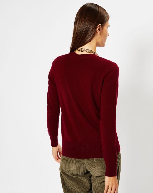 Pull 100% Cachemire Zocon col V rouge foncé