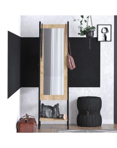 Miroir sur pied Monet chêne/noir  - 44x170x35 cm