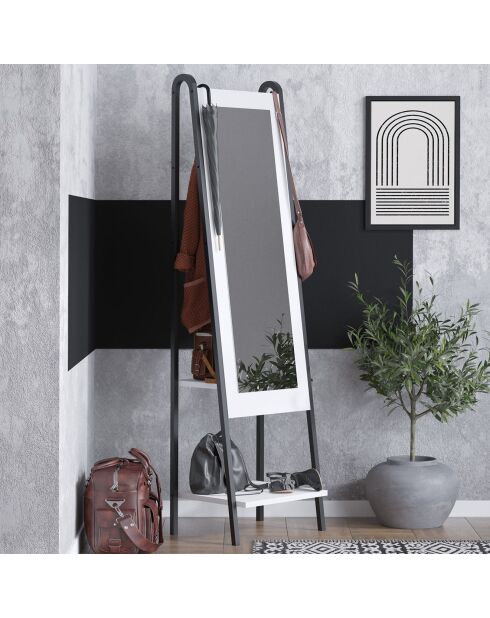 Miroir sur pied Dali blanc/noir - 44x170x35 cm