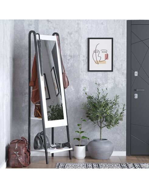 Miroir sur pied Dali blanc/noir - 44x170x35 cm