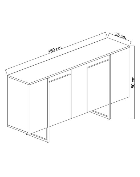 Buffet Luxe blanc/noir - 160x35x80 cm