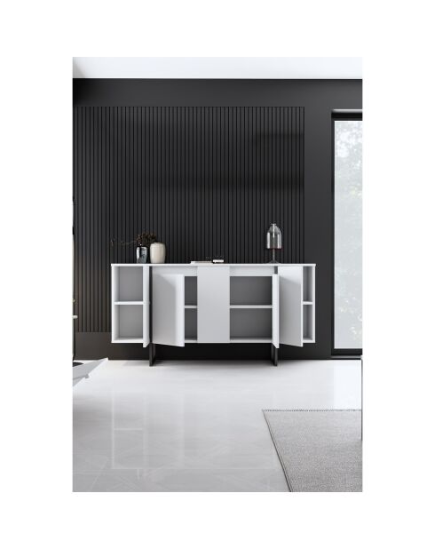 Buffet Luxe blanc/noir - 160x35x80 cm