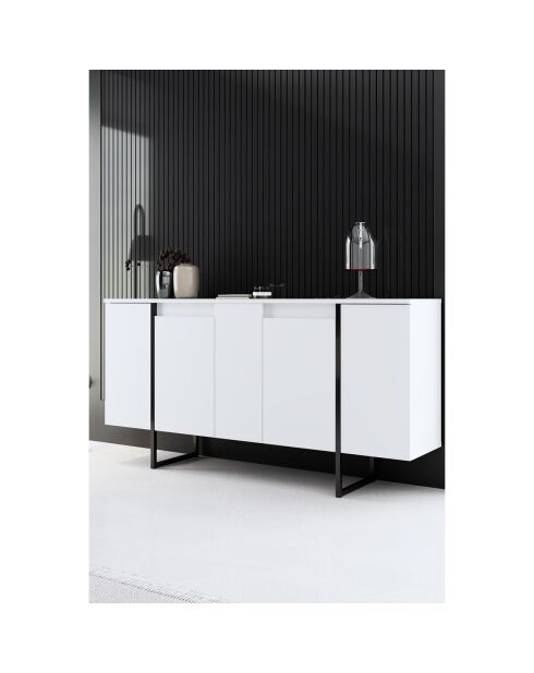 Buffet Luxe blanc/noir - 160x35x80 cm