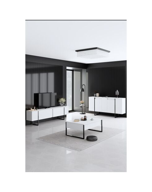 Buffet Luxe blanc/noir - 160x35x80 cm