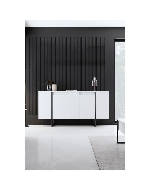 Buffet Luxe blanc/noir - 160x35x80 cm