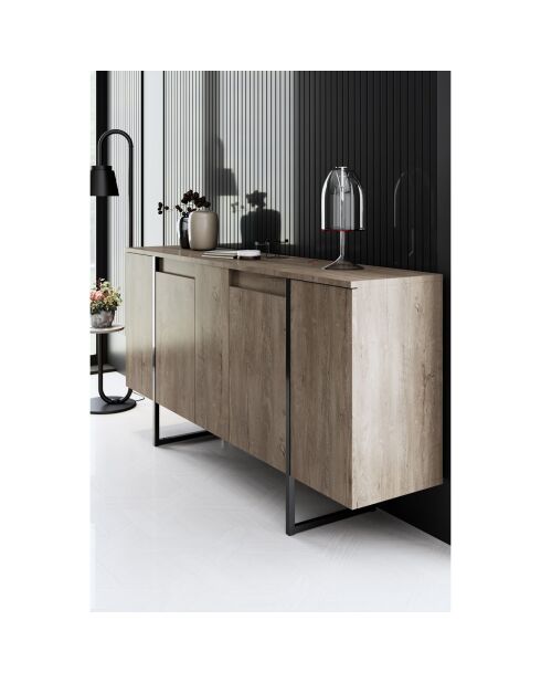 Buffet Luxe noyer/noir - 160x35x80 cm