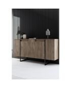 Buffet Luxe noyer/noir - 160x35x80 cm