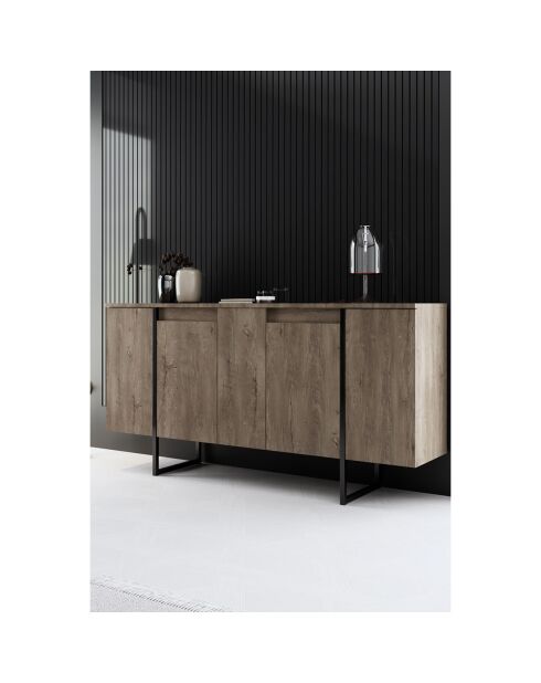 Buffet Luxe noyer/noir - 160x35x80 cm