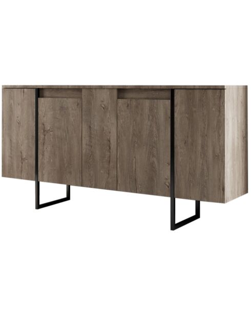 Buffet Luxe noyer/noir - 160x35x80 cm