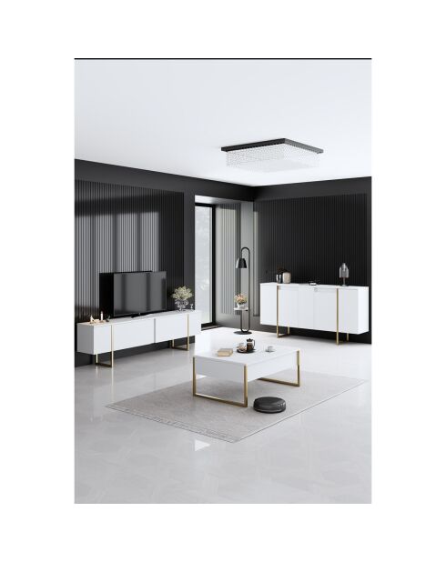 Buffet Luxe blanc/doré - 160x35x80 cm