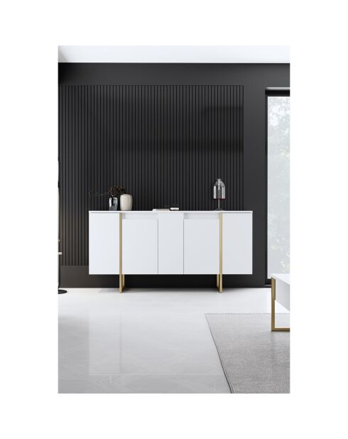 Buffet Luxe blanc/doré - 160x35x80 cm