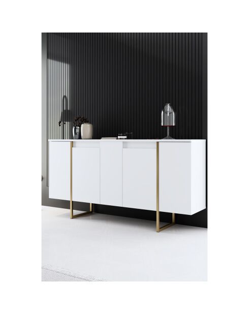 Buffet Luxe blanc/doré - 160x35x80 cm