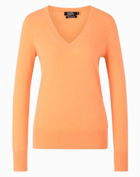 Pull 100% Cachemire Yocon col V orange