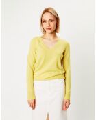 Pull 100% Cachemire Yocon col V jaune