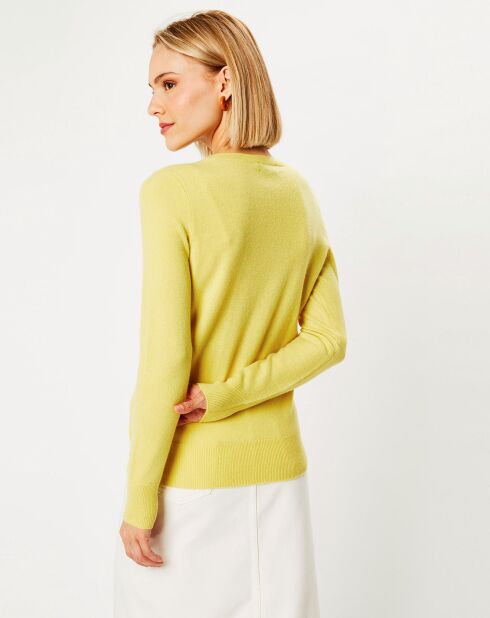 Pull 100% Cachemire Yocon col V jaune