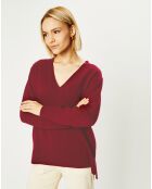 Pull 100% Cachemire Zoé col V profond rouge foncé