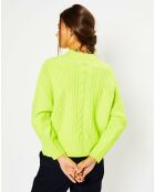 Pull en Laine & Cachemire Foug T col rond jaune fluo