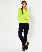 Pull en Laine & Cachemire Foug T col rond jaune fluo