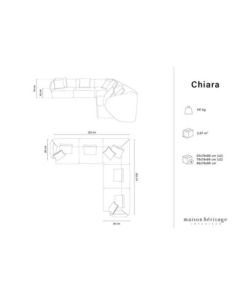 Canapé d'angle Modulable Symétrique Chiara 6 Places beige clair - 252x252x74 cm