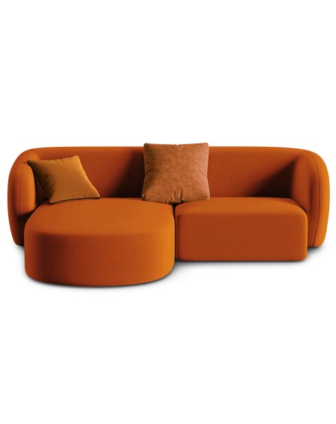 Canapé d'angle Gauche Modulaire Velours Chiara 3 Places terracotta - 184x155x74 cm