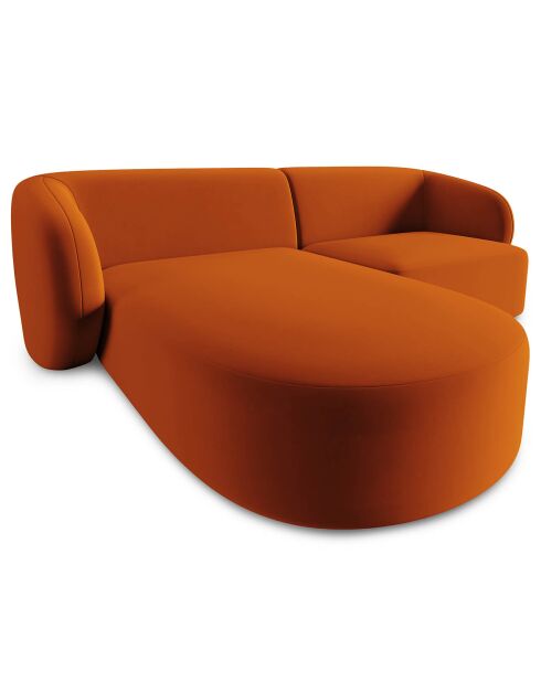 Canapé d'angle Gauche Modulaire Velours Chiara 3 Places terracotta - 184x155x74 cm