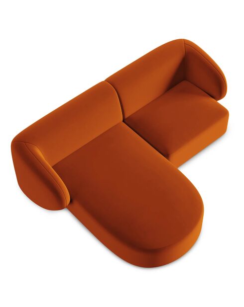 Canapé d'angle Gauche Modulaire Velours Chiara 3 Places terracotta - 184x155x74 cm
