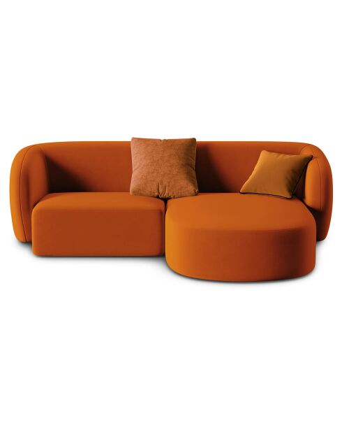 Canapé d'angle Droit Modulaire Velours Chiara 3 Places terracotta - 184x155x74 cm