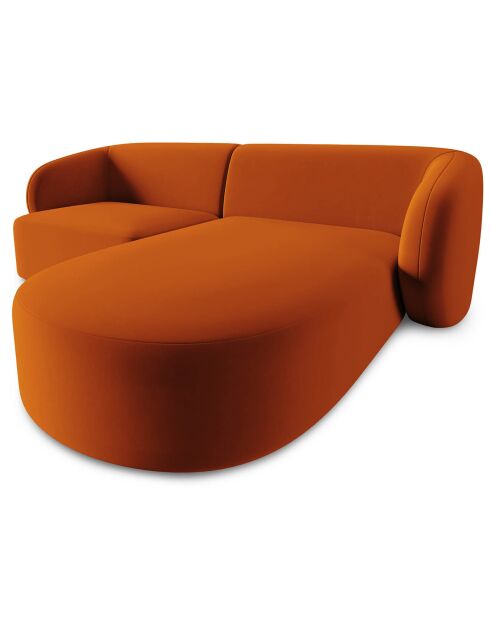 Canapé d'angle Droit Modulaire Velours Chiara 3 Places terracotta - 184x155x74 cm