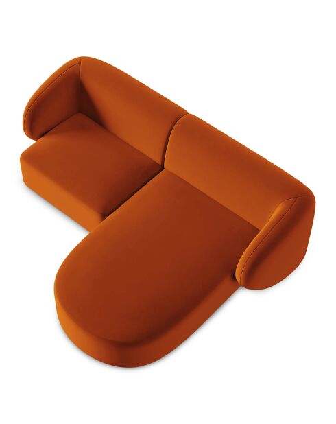 Canapé d'angle Droit Modulaire Velours Chiara 3 Places terracotta - 184x155x74 cm