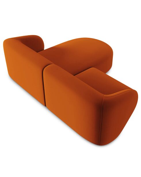 Canapé d'angle Droit Modulaire Velours Chiara 3 Places terracotta - 184x155x74 cm