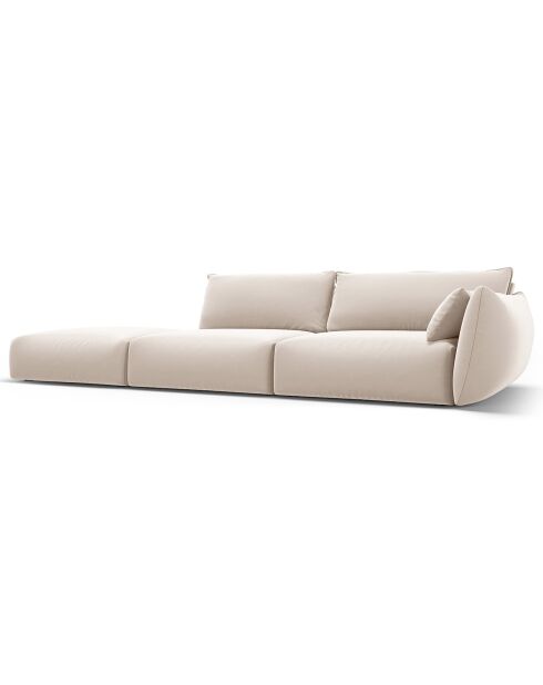 Canapé Gauche Velours Clau 4 Places beige - 286x100x85 cm