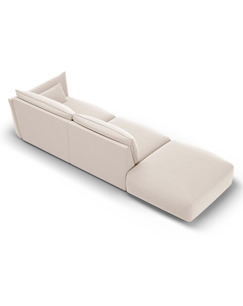 Canapé Gauche Velours Clau 4 Places beige - 286x100x85 cm