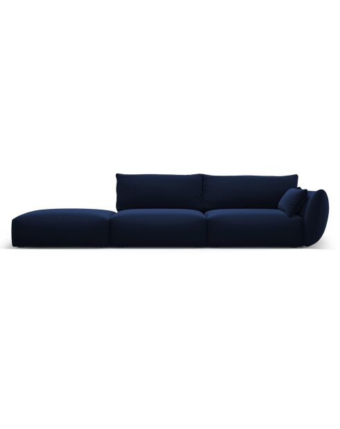 Canapé Gauche Velours Clau 4 Places bleu roi - 286x100x85 cm