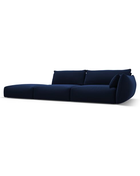 Canapé Gauche Velours Clau 4 Places bleu roi - 286x100x85 cm