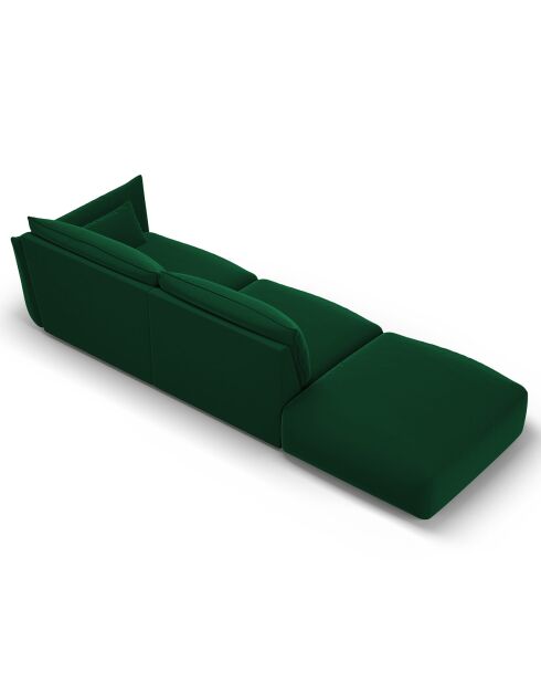 Canapé Gauche Velours Clau 4 Places vert bouteille - 286x100x85 cm