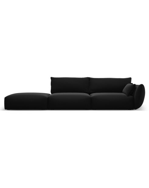 Canapé Gauche Velours Clau 4 Places noir - 286x100x85 cm