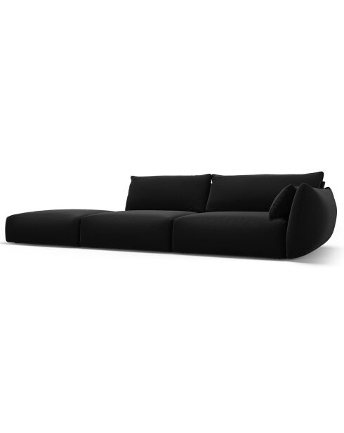 Canapé Gauche Velours Clau 4 Places noir - 286x100x85 cm