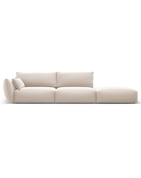 Canapé Droit Velours Clau 4 Places beige - 286x100x85 cm