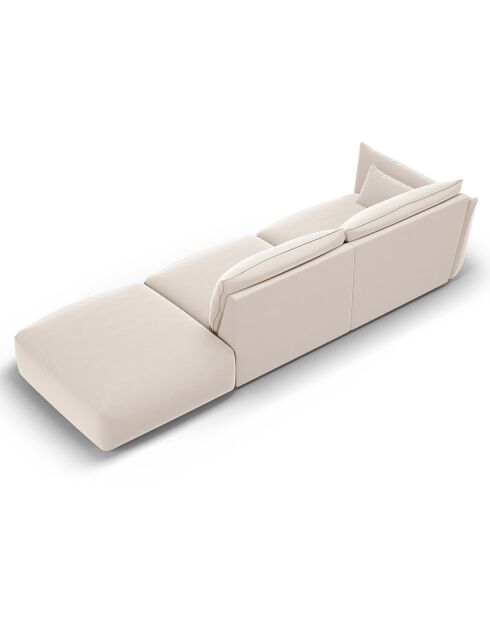 Canapé Droit Velours Clau 4 Places beige - 286x100x85 cm