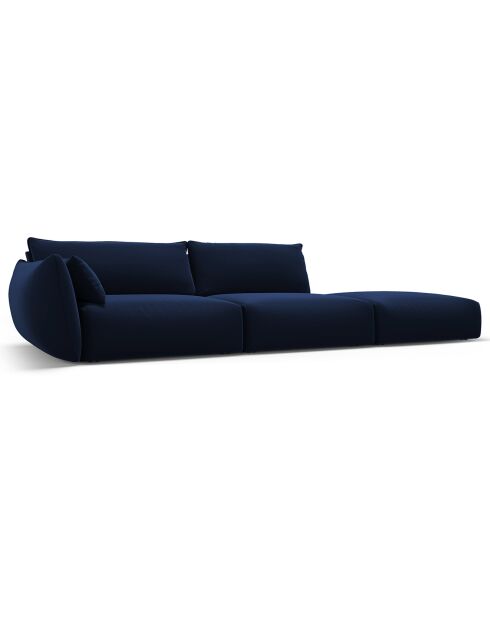 Canapé Droit Velours Clau 4 Places bleu roi - 286x100x85 cm