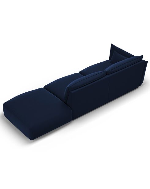 Canapé Droit Velours Clau 4 Places bleu roi - 286x100x85 cm