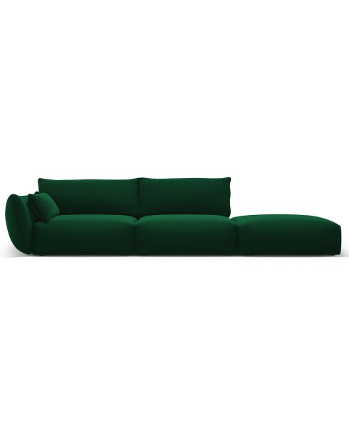 Canapé Droit Velours Clau 4 Places vert bouteille - 286x100x85 cm