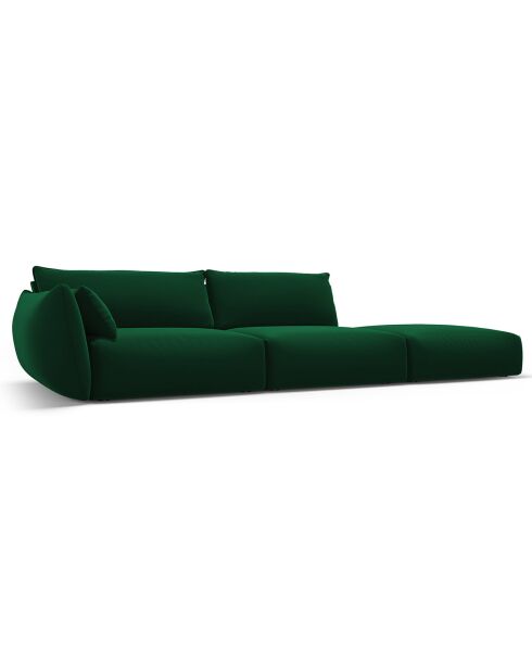 Canapé Droit Velours Clau 4 Places vert bouteille - 286x100x85 cm